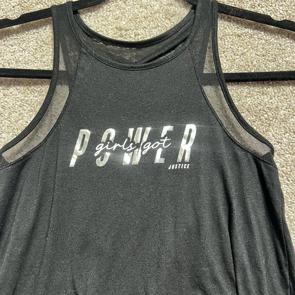 Justice Active Girls Black Tank Top Cut out back Size 8